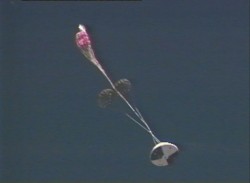 Flapping in the turbulent wake; the programmer parachute fails to open (NASA)