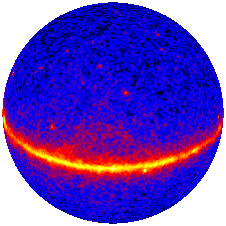 Fermi Gamma-ray Space Telescope's first all-sky map made into a sphere to produce this view of the gamma-ray universe. Credit: NASA/DOE/International LAT Team 