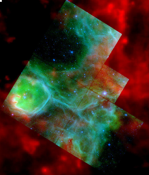 Spitzer/Hubble color composite image of N44F.  Credit:  Dr. Adeline Caulet 