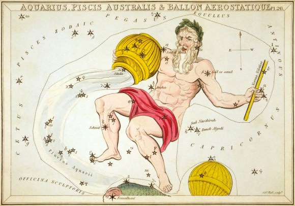 A representation of Aquarius printed in 1825 as part of Urania's Mirror. Credit: Library of Congress/Sidney Hall
