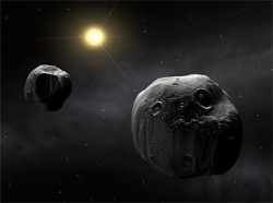 Artist impression of binary asteroid 90 Antiope (ESO)