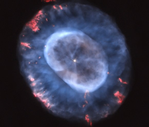 This gallery shows four planetary nebulas from the first systematic survey of such objects in the solar neighborhood made with NASA's Chandra X-ray Observatory. The planetary nebulas shown here are NGC 6543 (aka the Cat's Eye), NGC 7662, NGC 7009 and NGC 6826. X-ray emission from Chandra is colored purple and optical emission from the Hubble Space Telescope is colored red, green and blue. A planetary nebula is a phase of stellar evolution that the sun should experience several billion years from now, when it expands to become a red giant and then sheds most of its outer layers, leaving behind a hot core that contracts to form a dense white dwarf star. A wind from the hot core rams into the ejected atmosphere, creating the shell-like filamentary structures seen with optical telescopes. The diffuse X-ray emission is caused by shock waves as the wind collides with the ejected atmosphere. The properties of the X-ray point sources in the center of about half of the planetary nebulas suggest that many central stars responsible for ejecting planetary nebulas have companion stars.