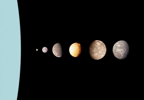 A montage of Uranus's moons. Image credit: NASA