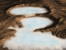Artists concept of a glacier on Mars.  Credit: NASA