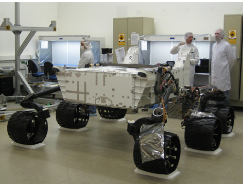 Wheels were put on MSL in August 2008. Image Credit: NASA/JPL-Caltech 
