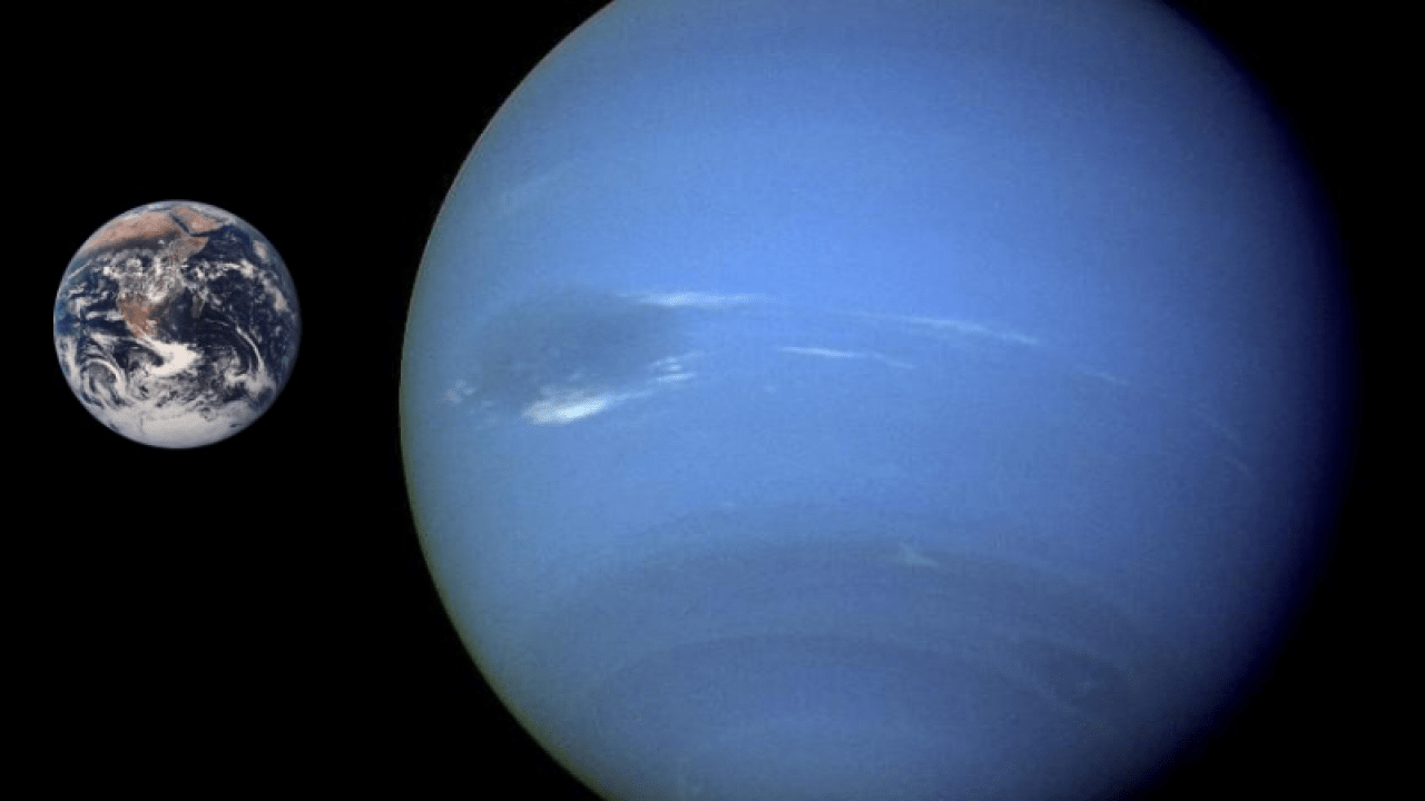 neptune compared to earth universe today