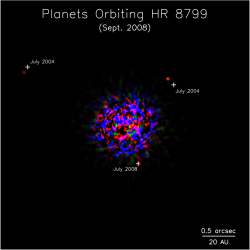 Infrared observations of a multi-exoplanet star system HR 8799 (Keck Observatory)