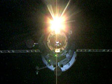 Progress vehicle as it approached the ISS. Credit: NASA TV