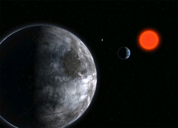Artist illustration of a super Earth around Gliese 581