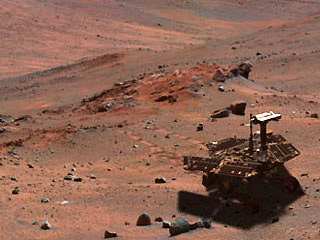 Spirit on top of Husband Hill.  Credit: NASA/JPL/Dan Maas