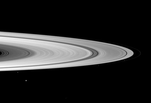 Nine of Saturn's moons are in this image.  Can you find them? Credit: NASA/JPL/Space Science Institute 
