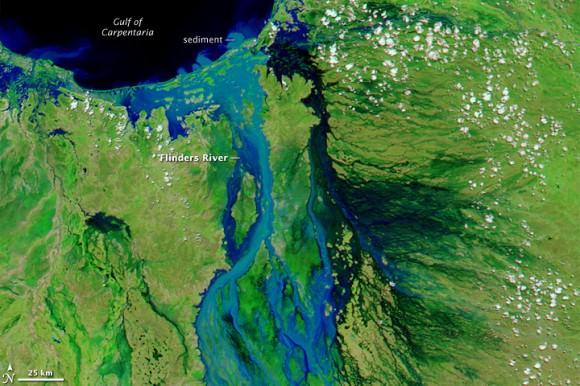 Floods in Australia.  NASA images courtesy the MODIS Rapid Response Team at NASA GSFC