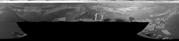 Latest panorama from Opportunity from Sol 1770.  Credit: NASA/JP