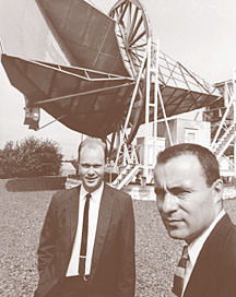 Arno Penzias and Robert Wilson in front of the Horn Antenna. Image Credit: AIP Niels Bohr Library