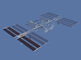 An artist's illustration of the ISS, with the fourth set of solar array wings highlighted. (Source: NASA