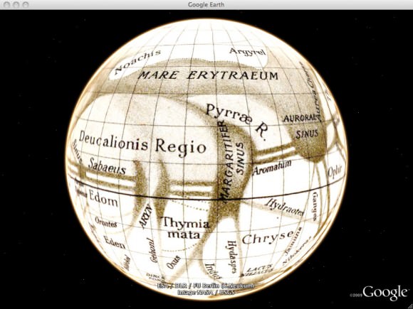Historical maps in Google Mars.  Credit: Google.
