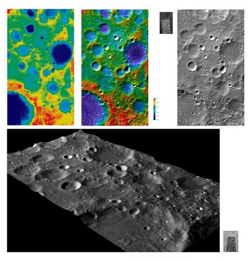 A 3D image of lunar terrain. Credit: China's Chang'e-1 lunar orbiter. 