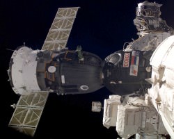 Soyuz TMA attached to the ISS.  Credit: NASA