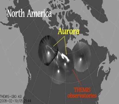 Electric currents in the funnels power auroras.  Credit: Keiling, Glassmeier, and Amm