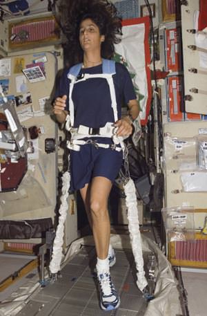 Astronaut Suni Williams on the ISS treadmill. Credit: NASA