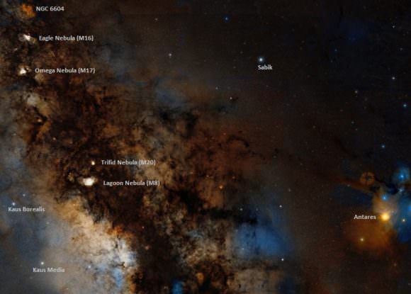 Omega Nebula location. Image: Wikisky