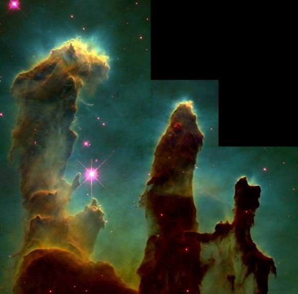 The famous "Pillars of Creation" in the Eagle Nebula. Credit: NASA/STScI
