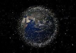 Space debris in Low Earth orbit.  Credit:  ESA