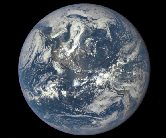 Earth as seen on July 6, 2015 from a distance of one million miles by a NASA scientific camera aboard the Deep Space Climate Observatory spacecraft. Credits: NASA