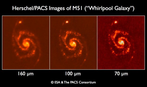 M51 Herschel image at 160, 100 and 70 microns: Credit:  ESA