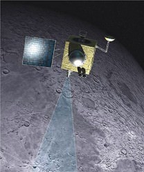 Artist concept of Chandrayaan-1 orbiting the moon. Credit: ISRO 