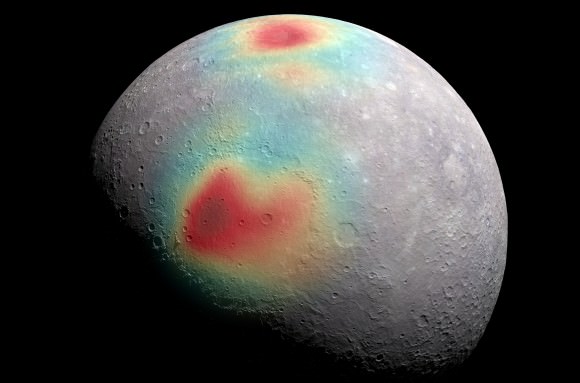 Gravity anomalies on Mercury—mass concentrations (red) suggest subsurface structure and evolution NASA/Goddard Space Flight Center Science Visualization Studio/Johns Hopkins University Applied Physics Laboratory/Carnegie Institution of Washington Render Time: 00:03:19