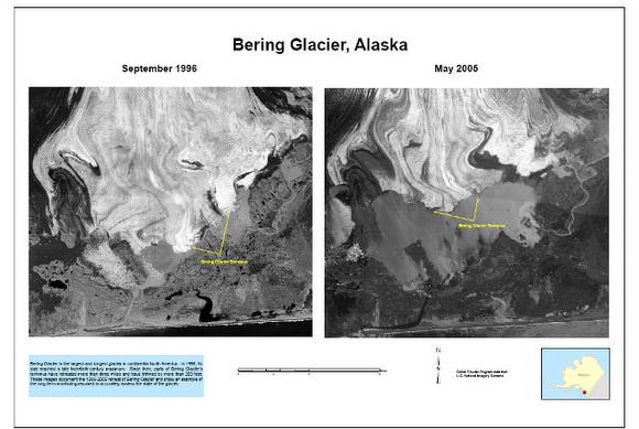 Ice loss at the Bering Glacier. Credit: USGS