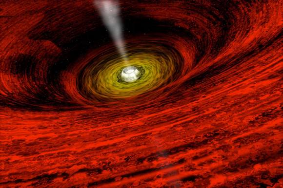 Evidence for a spinning black hole. Image credit: NASA