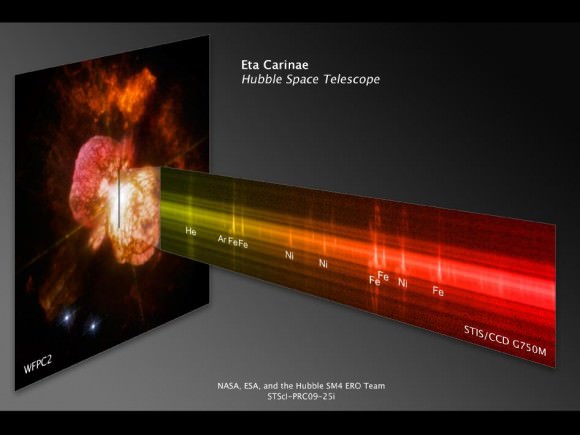 Eta Carinae from Hubble's STIS instrument. Credit: NASA, ESA, and the Hubble SM4 ERO Team