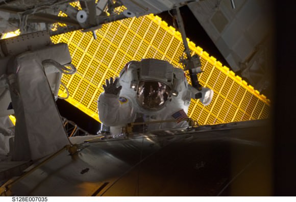 Stott  and the ISS. Credit: NASA