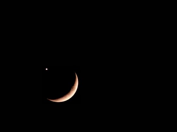 Almost New Moon with Venus. Image credit: Voobie