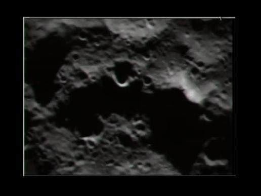 A closer view of the moon as the LCROSS spacecraft approaches impact.  Credit: NASA