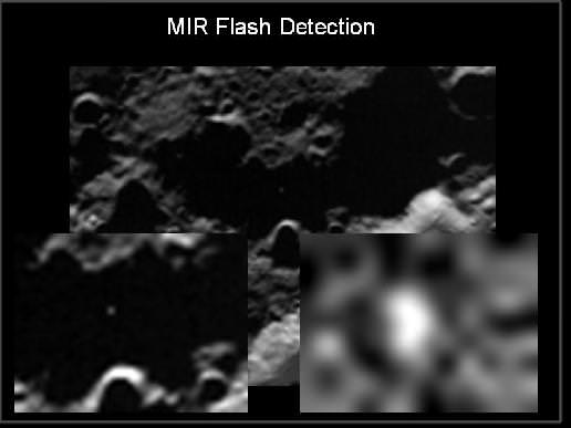 Mid Infrared Camera flash detection of Centaur impact. Credit: NASA