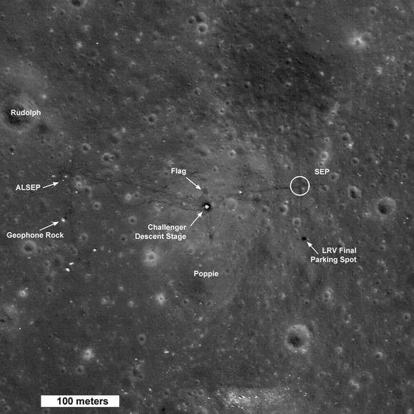 Region of Taurus-Littrow valley around the Apollo 17 landing site. NASA/GSFC/Arizona State University.
