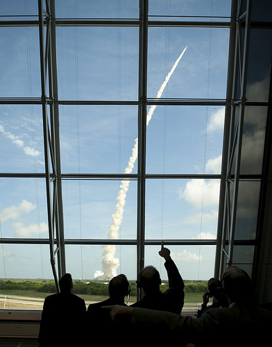 View from inside mission control.  Credit: (NASA/Bill Ingalls)