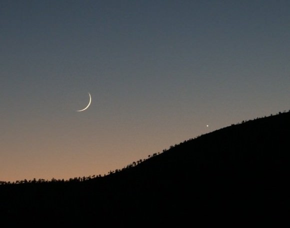 New moon with Venus. Image credit: James W. Young