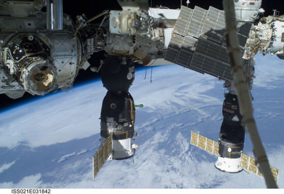 ISS and docked spacecraft. Credit: NASA