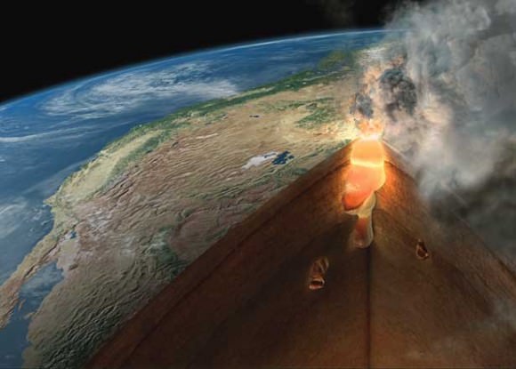 Artist's impression of a what lies beneath the Yellowstone volcano. Credit: Hernán Cañellas/National Geographic