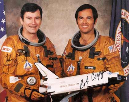 The STS-1 crew of John Young and Bob Crippen. Credit: NASA 