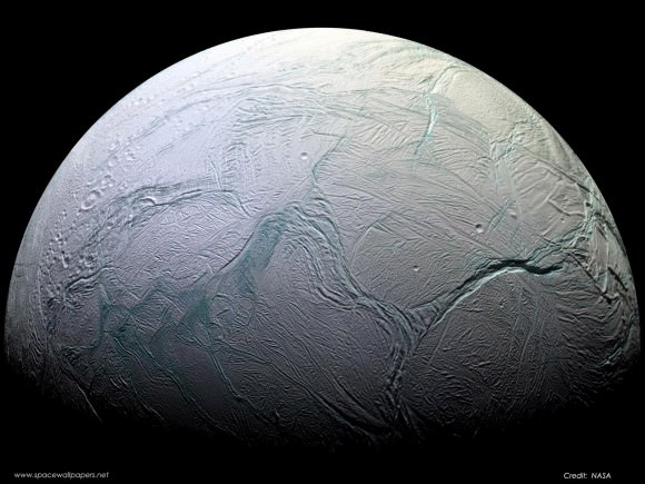 The "tiger stripes" of Enceladus - - as pictured by the Cassini space probe. Credit: NASA/JPL/ESA