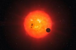 Artist impression of how the newly discovered super-Earth surrounding the nearby star GJ1214 may look.  Credit: ESO/L. Calçada