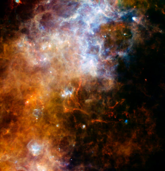 Herschel's look at the Southern Cross. Credits: ESA and the PACS consortium