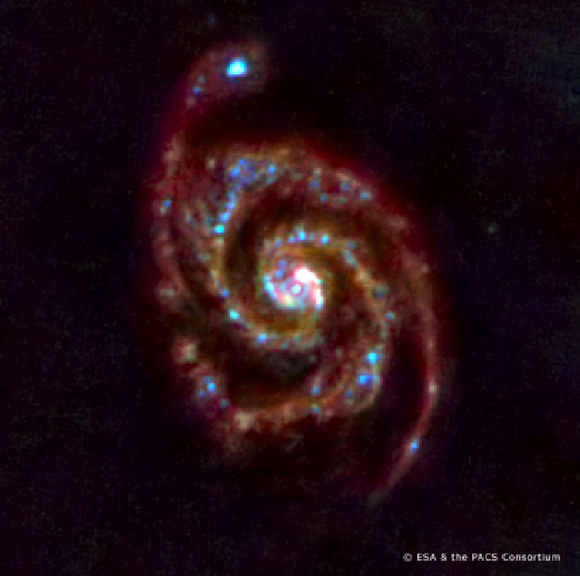 Herschel's Whirlpool Galaxy.  Credit:  ESA and PACS team
