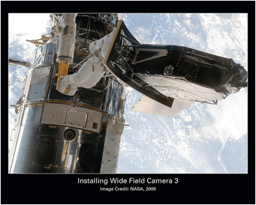 Installation of Wide Field Camera 3 by astronauts as part of servicing mission 4. Courtesy of NASA.