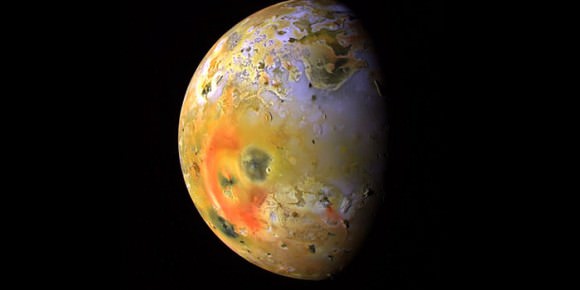 This global view of Jupiter's moon, Io, was obtained during the tenth orbit of Jupiter by NASA's Galileo spacecraft. Credit: NASA